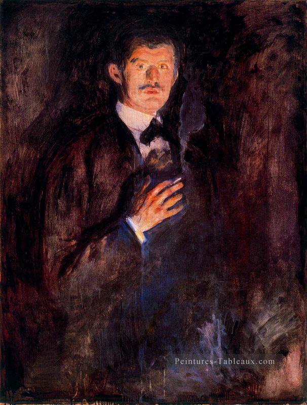 auto   portrait avec cigarette allumée 1895 Edvard Munch Peintures à l'huile